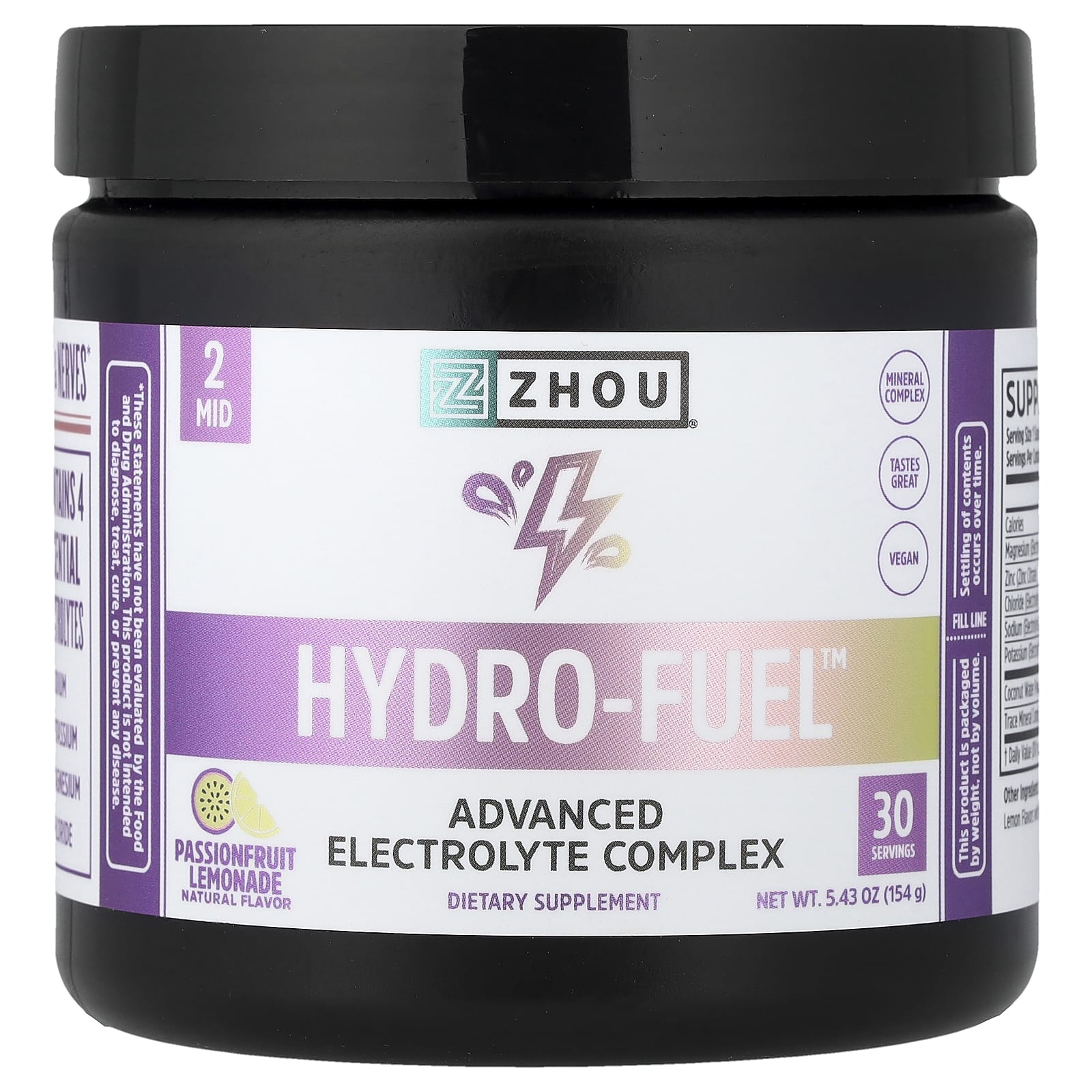 Zhou Nutrition Hydro-Fuel, Advanced Electrolyte Complex – Passionfruit Lemonade – 154 g — Tunisie