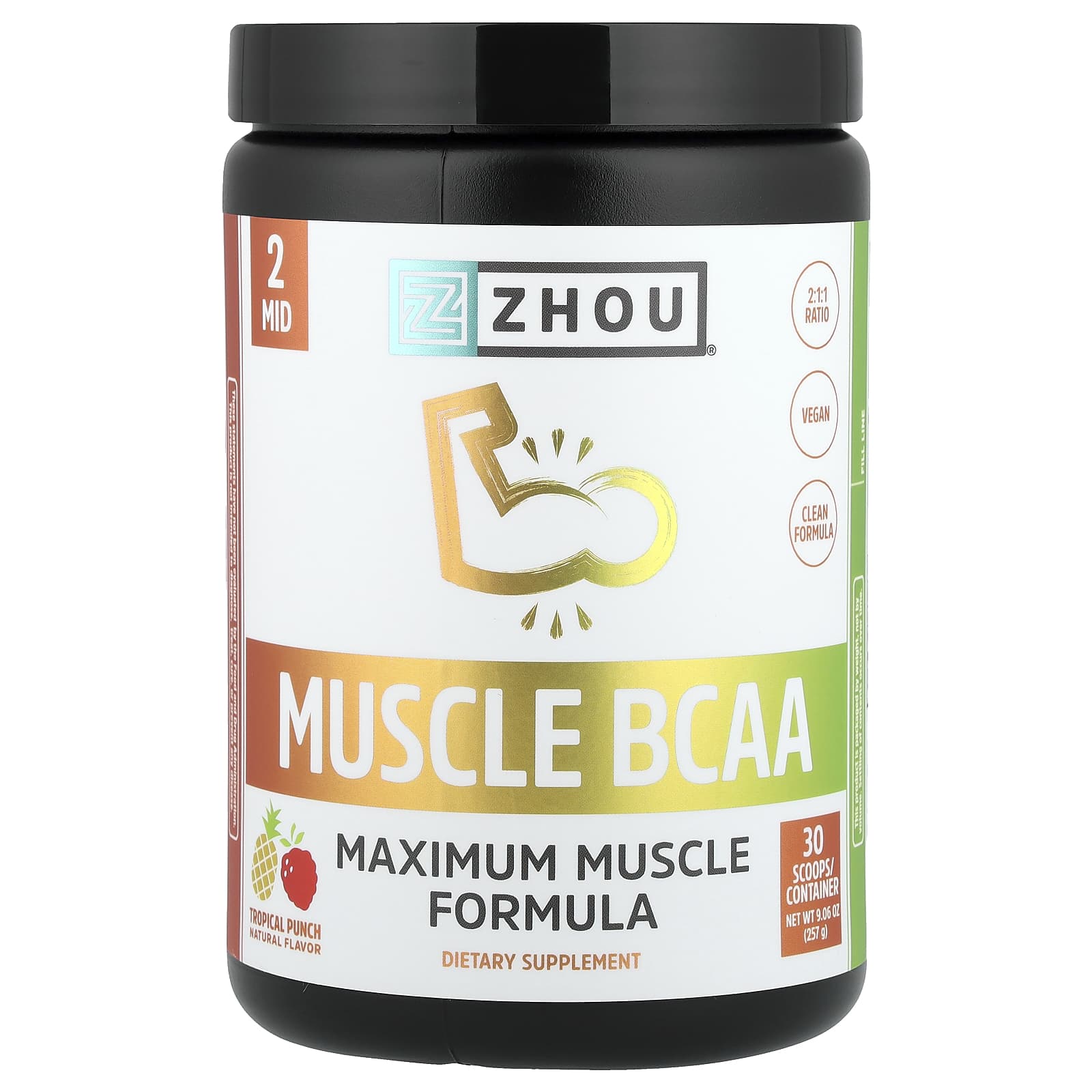 Zhou Nutrition Muscle BCAA – Tropical Punch – 257 g — Tunisie