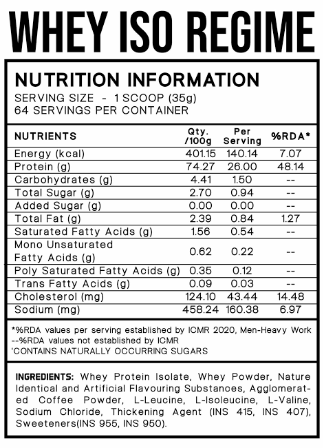 Whey Iso Regime 2 kg – William Bonac — valeurs nutritionnelles