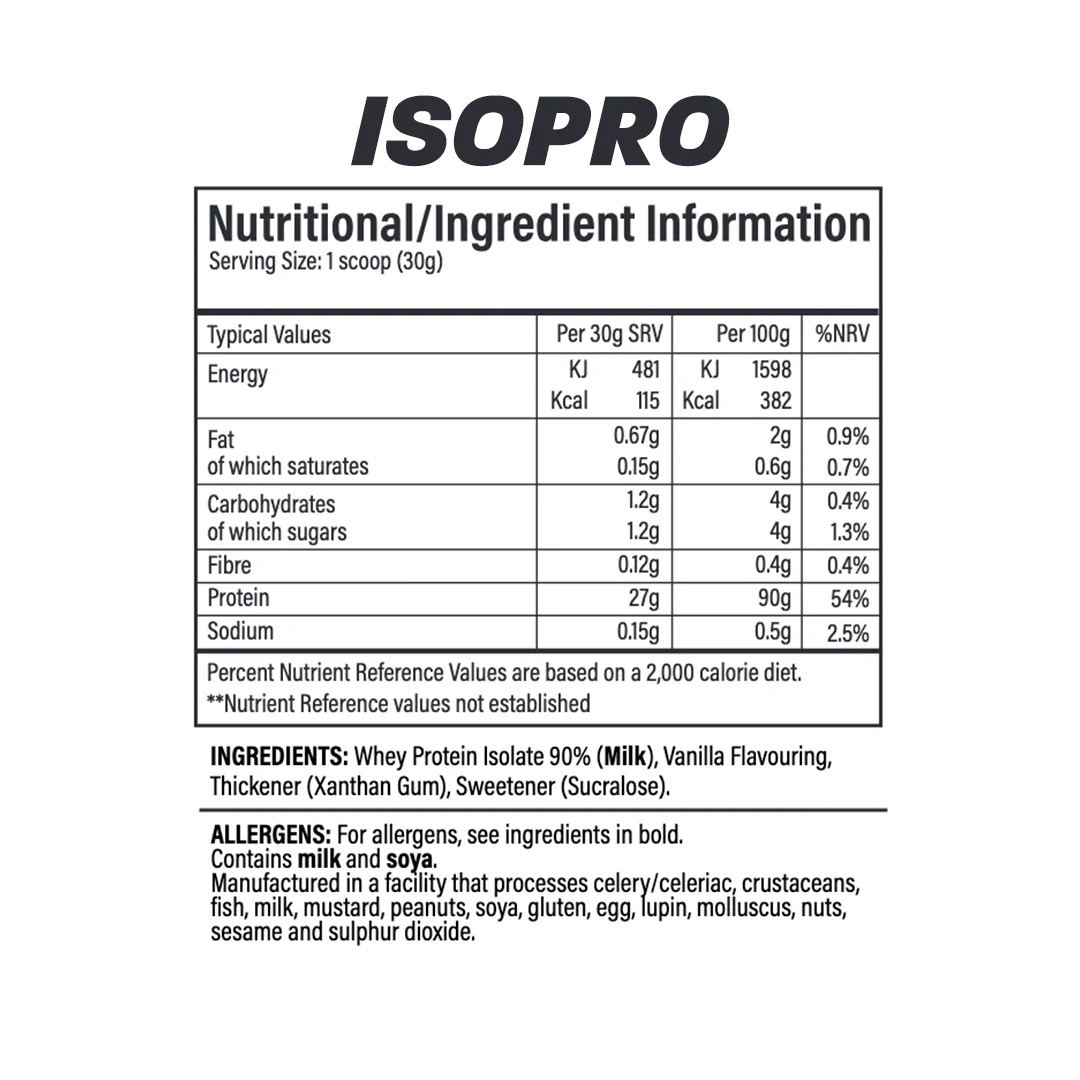 V-Zero Isopro – 1,8 kg - V-Shape Supps – MR.X V-Shape Supps — valeurs nutritionnelles