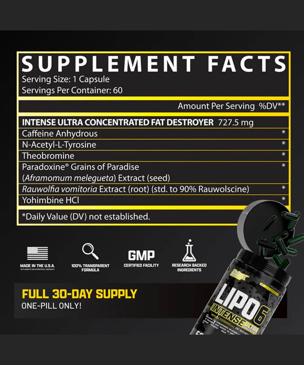 Lipo 6 Intense Ultra Concentrate – Nutrex Research — valeurs nutritionnelles