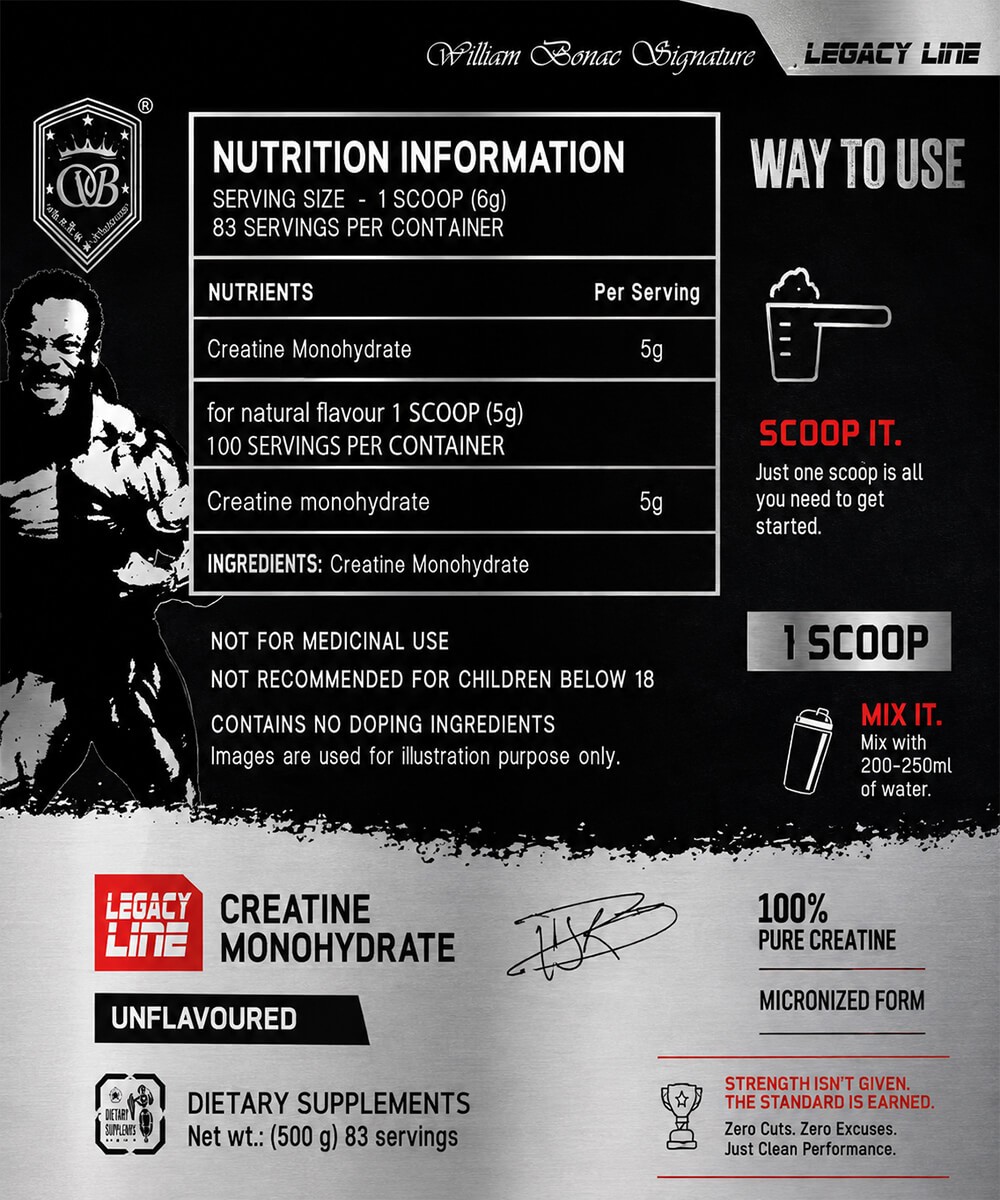 MONO LIFT William Bonac Signature 500 g — valeurs nutritionnelles